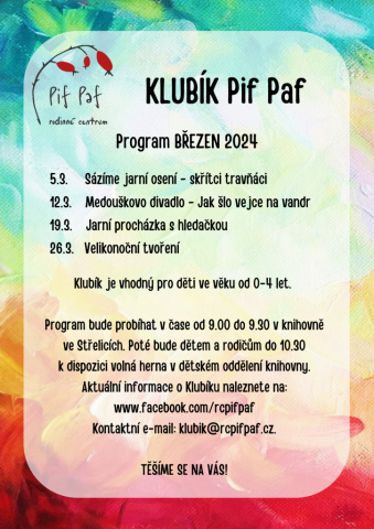 Klubík Pif Paf: program 03/2024