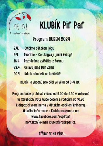 Klubík Pif Paf: program 04/2024