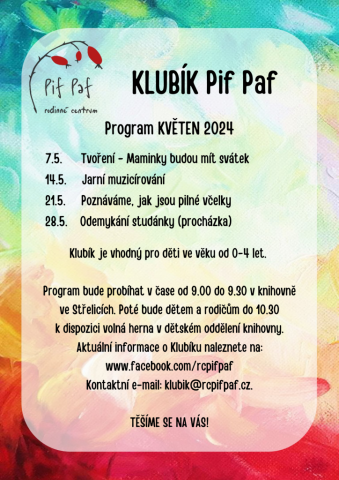 Klubík Pif Paf: program 05/2024