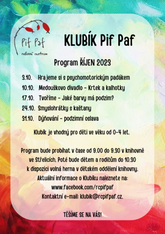 Klubík Pif Paf: program 10/2024